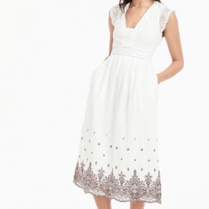 J crew Point sur embroidered midi eyelet dress